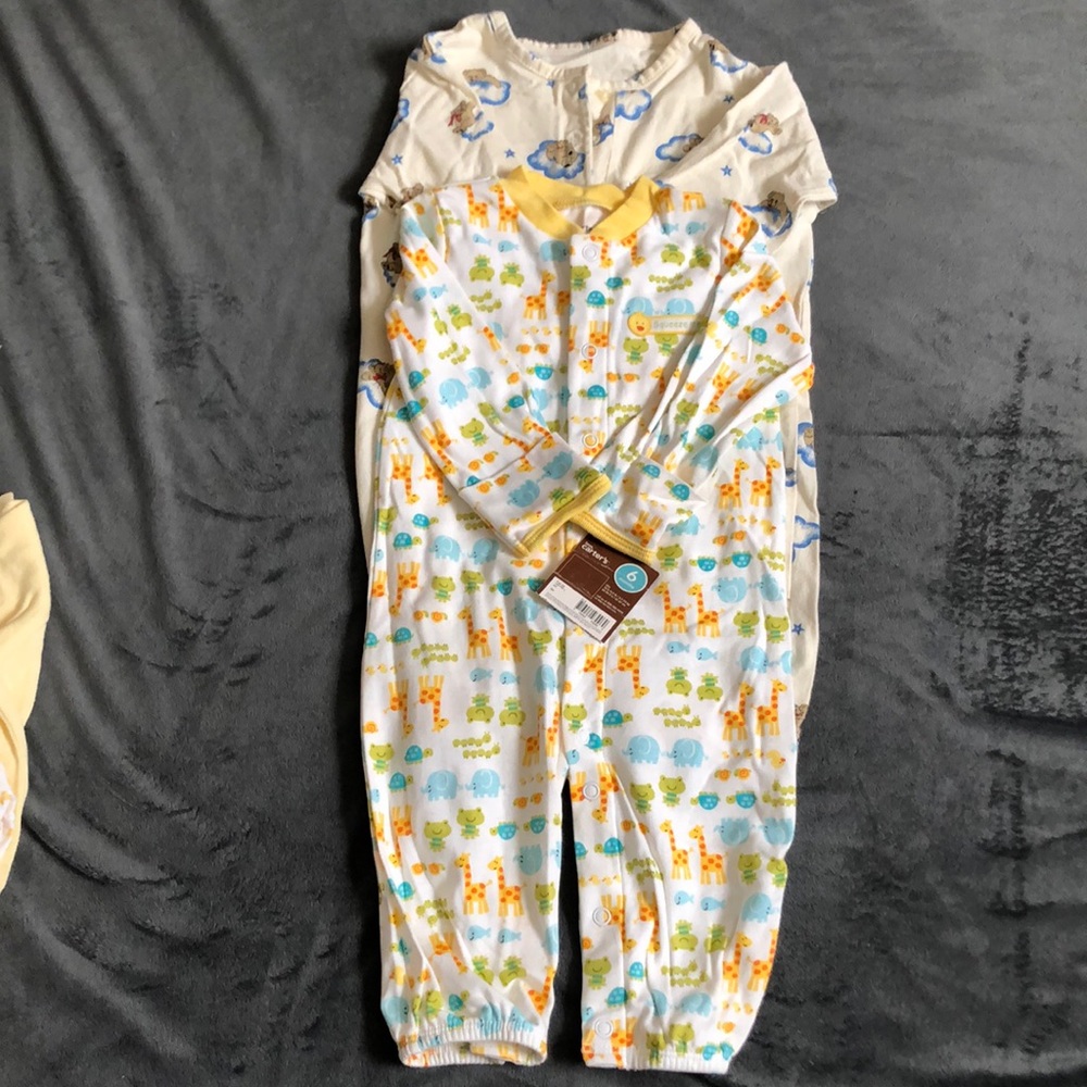 Carter 6 months onesies pj and teddy nightgowns with elastic bottom
